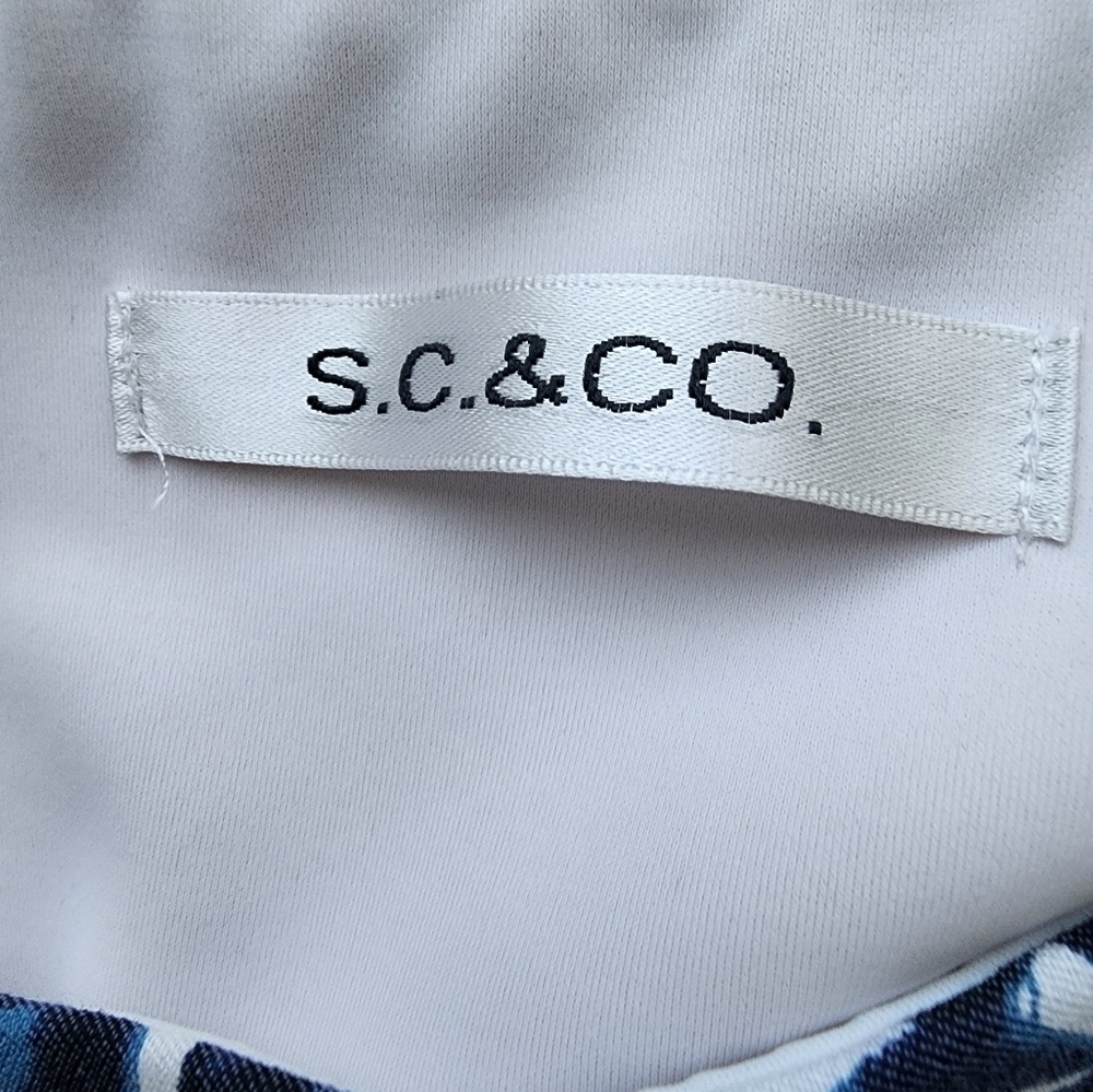 S.C. & CO. Spandex Blue &White Floral Print Pockets Pull On Women's Skort Size M - Picture 3 of 5